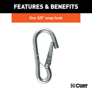 Curt 27in Safety Chain w/1 Snap Hook (2000lbs Clear Zinc)