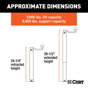 Curt Direct-Weld Square Jack w/Top Handle (8000lbs 15in Travel)