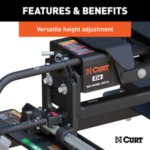 Curt E16 5th Wheel Hitch w/Roller and GM Puck System Adapter