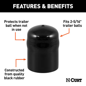 Curt Trailer Ball Cover (Fits 2-5/16in Balls Black Rubber)