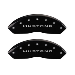 MGP 4 Caliper Covers Engraved Front Mustang Engraved Rear 37 Black finish silver ch