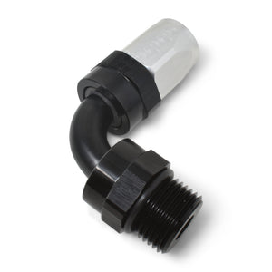 Russell Performance Swivel Hose End Assy #10 AN Male SAE Port to #8 Hose 90 Deg Clr/Blk Anodized