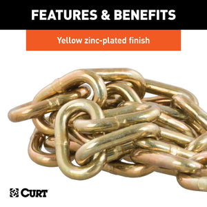 Curt 35in Safety Chain w/1 Clevis Hook (12600lbs Yellow Zinc)