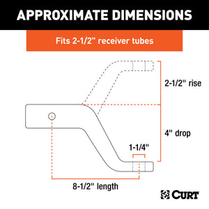 Curt Commercial Duty Forged Ball Mount (2-1/2in Shank 20000lbs 4in Drop)