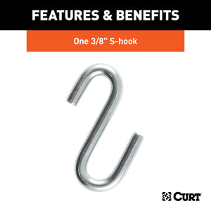 Curt 27in Safety Chain w/1 S-Hook (2000lbs Clear Zinc)