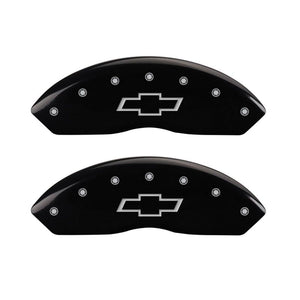 MGP Front set 2 Caliper Covers Engraved Front Bowtie Black finish silver ch