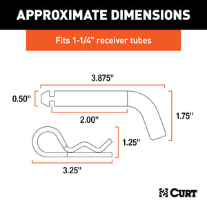 Curt 1/2in Hitch Pin w/Groove (1-1/4in Receiver Zinc Packaged)