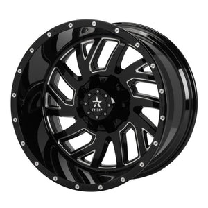 RBP 65R Glock 22x12 5x150 BP / 4.75 BS / -44mm Offset 110mm CB Gloss Black w/Machined Grooves Wheel