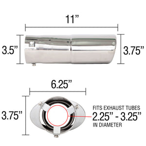 Spectre Exhaust Tip Bolt-On / Oval (Fits 2.25in to 3.25in Piping)