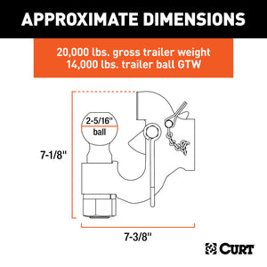 Curt SecureLatch Ball & Pintle Hitch Combination (2-5/16in Ball 20000lbs)