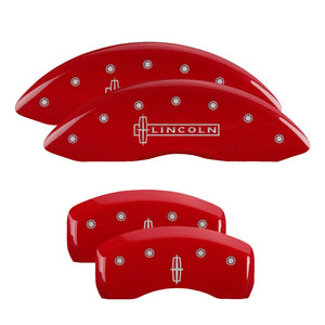 MGP 4 Caliper Covers Engraved Fr Lincoln Rr Star Logo Red Finish Sil Char 2018 Lincoln Continental