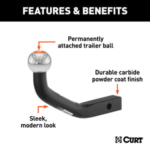 Curt Euro Mount (2in Ball 1-1/4in Shank 3500lbs 4-5/8in High 7-1/4in Long)