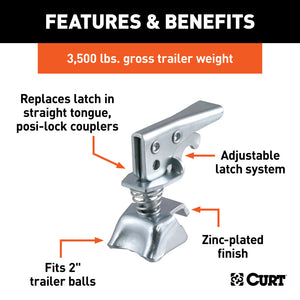 Curt Replacement 2in Posi-Lock Coupler Latch for Straight-Tongue Couplers