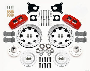 Wilwood Dynapro 6 Front Hub Kit 12.19in Drilled Red AMC 71-76 OE Disc w/o Bendix Brakes