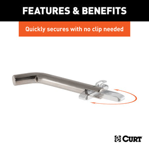 Curt 1/2in Swivel Hitch Pin (1-1/4in Receiver Stainless Packaged)