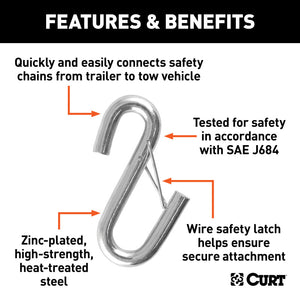 Curt Certified 13/32in Safety Latch S-Hook (3500lbs)