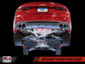 AWE Tuning Audi B9 S5 Coupe SwitchPath Exhaust w/ Chrome Silver Tips (102mm)