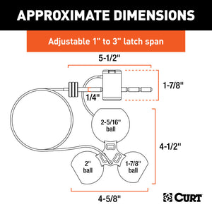 Curt Universal Tri-Ball Trailer Coupler Lock Fits 1-7/8in / 2in / 2-5/16in