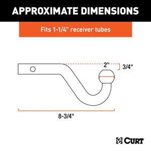 Curt Euro Mount (2in Ball 1-1/4in Shank 3500lbs -3/4in High 8-3/4in Long)