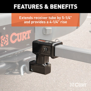 Curt Raised Receiver Adapter (2in Shank Not for Towing Use 4-1/4in Rise)