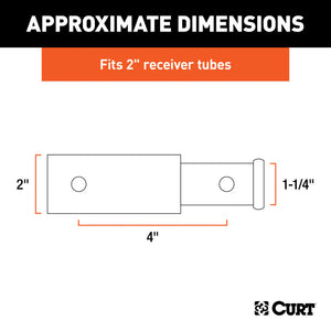 Curt Receiver Tube Adapter (2in to 1-1/4in Shank 3500lbs GTW 4in Length)