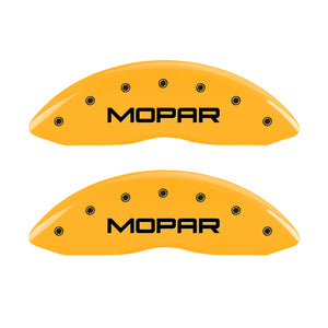 MGP Front set 2 Caliper Covers Engraved Front MOPAR Yellow finish black ch