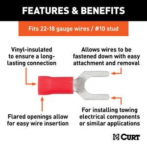 Curt Spade Terminals (22-18 Wire Gauge 10 Stud Size 100-Pack)