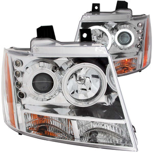 ANZO 2007-2013 Chevrolet Avalanche Projector Headlights w/ Halo Chrome