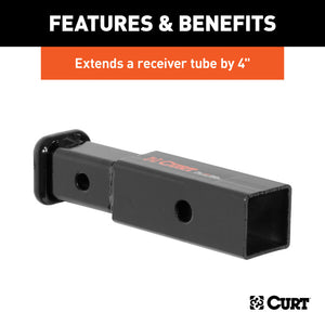 Curt Receiver Tube Adapter (2in to 1-1/4in Shank 3500lbs GTW 4in Length)