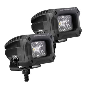 Go Rhino Xplor Bright Series Rectangle LED Flood Light Kit (Surface/Thread Std Mnt) 3x2 - Blk (Pair)