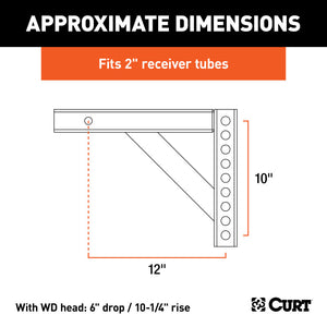 Curt Weight Distribution Shank (2in Shank 6in Drop 10-1/4in Rise)