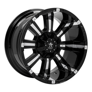 RBP 94R 22x12 6x139.7 BP / 4.75 BS -44mm Offset 108mm CB (Hub Centric) Black w/Chrome Inserts Wheel