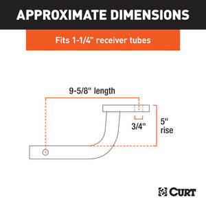 Curt Class 2 Ball Mount (1-1/4in Shank 3500lbs 5in Rise 9-5/8in Long)