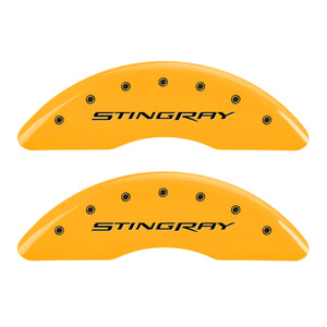 MGP 4 Caliper Covers Engraved Front & Rear Stingray Yellow finish black ch