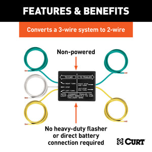 Curt Non-Powered 3-to-2-Wire Taillight Converter (Bulk)