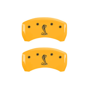 MGP 4 Caliper Covers Engraved Front Cobra Rear Snake Yellow Finish Black Char 2008 Ford Mustang