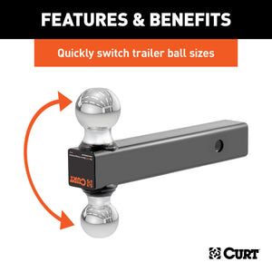 Curt Multi-Ball Mount (2in Hollow Shank 2in & 2-5/16in Chrome Balls)