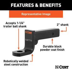 Curt Class 4 Ball Mount (2in Shank 12000lbs 8in Drop 9-3/8in Long)