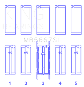 King Mini W10B16A/W11B16A (Size STD) Silicon Bi-Metal Aluminum Main Bearing Set