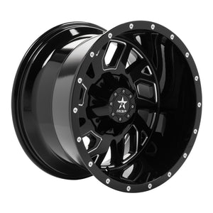 RBP 65R Glock 20x12 6x139.7 BP / 4.75 BS / -44mm Offset 78mm CB Gloss Black w/Machined Grooves Wheel