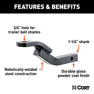 Curt Class 2 Ball Mount (1-1/4in Shank 3500lbs 3-1/8in Rise 10-5/16in Long)