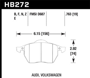 Hawk 00-06 Audi TT/00-06 TT Quattro 1.8L / 99-04 VW Golf GTI 2.8L Blue 9012 Race Front Brake Pads