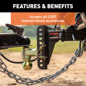 Curt Replacement 2in Adjustable Channel Mount Shank (14000lbs)