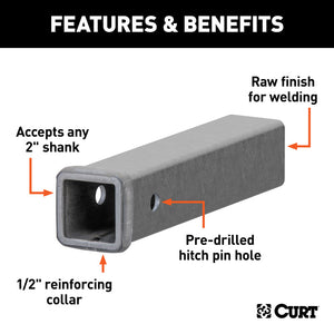 Curt 12in Raw Steel Receiver Tubing (2in Receiver)