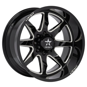 RBP 81R Saharan 20x10 5x127 ET -12 Gloss Black w/ Machined Grooves 78mm CB