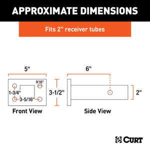 Curt Pintle Mount (2in Shank 20000lbs 6in Long)