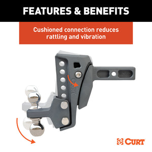 Curt Rebellion XD 2in / 2-5/15in Cushion Hitch Ball Mount w/ 2in Shank