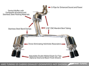 AWE Tuning B8 / B8.5 S5 Cabrio Touring Edition Exhaust - Resonated - Diamond Black Tips