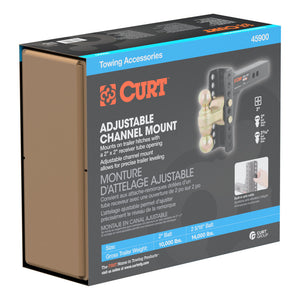 Curt Adjustable Channel Mount w/Dual Ball (2in Shank 14000lbs 6in Drop)