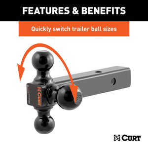 Curt Multi-Ball Mount (2in Hollow Shank 1-7/8in 2in & 2-5/16in Black Balls)